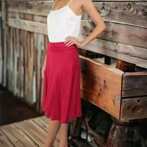Skirts | New Boutique Red Midi Skirt With Stretch | Poshmark